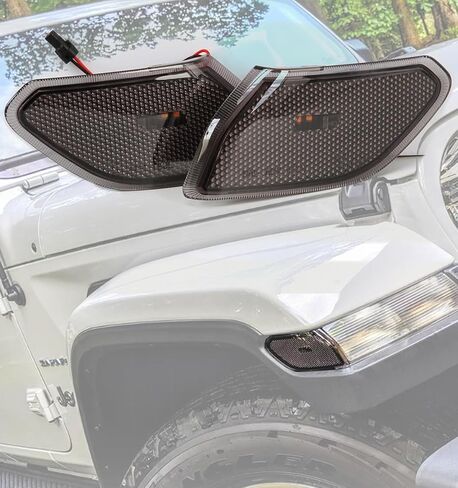 مصابيح LED للعلامات الجانبية ذات العدسات المدخنة متوافقة مع 2018-2026 Jeep Wrangler JL Gladiator JT Front Fender Flares Turn Signal Lamp Corner Light (عدسة مدخنة) in Saudi Arabia