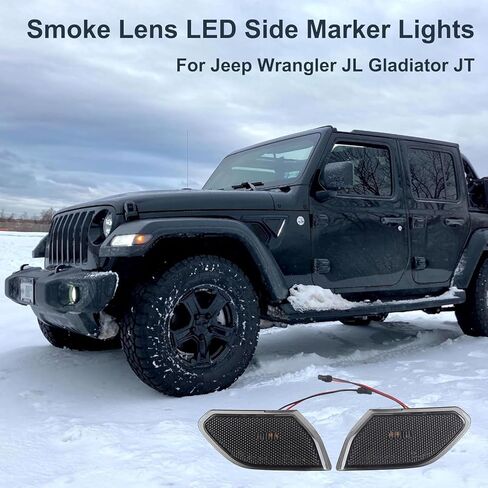 مصابيح LED للعلامات الجانبية ذات العدسات المدخنة متوافقة مع 2018-2026 Jeep Wrangler JL Gladiator JT Front Fender Flares Turn Signal Lamp Corner Light (عدسة مدخنة) in Saudi Arabia