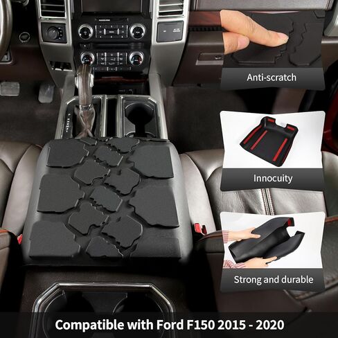 غطاء مسند ذراع وحدة التحكم المركزية من CheroCar متوافق مع 2015-2020 Ford F150 وسادة مطاطية غطاء حماية لوحدة التحكم الوسطى مقاوم للماء للذراع مسند صندوق وسادة غطاء وسادة الملحقات الداخلية in Saudi Arabia