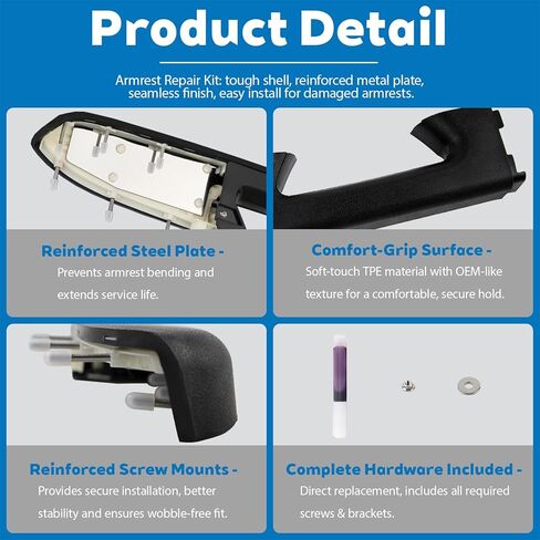 Front Left Driver Side Black Door Panel Armrest Repair Kit with Door Release Handle Below Armrest (17 Inch) 22818465 for 2010-2014 Chevy Silverado/GMC Sierra 1500 2500HD 3500HD in Saudi Arabia