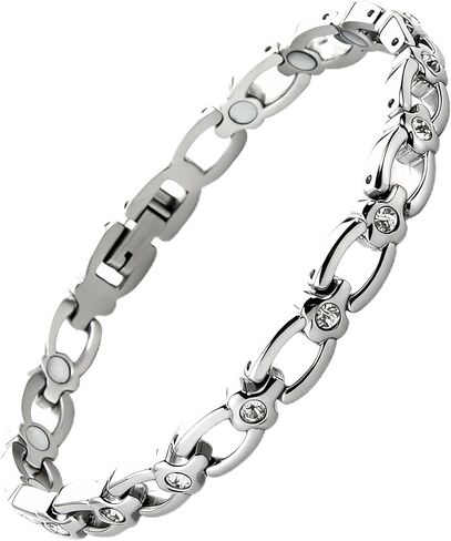 38 Elegant Titanium Magnetic Bracelet for Women Magnetic Functions with Free Link Removal Tool Christmas gift(Silver&Rose Gold) in Saudi Arabia