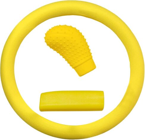 3PCS Car Steering Wheel Cover Set, Soft Silicone Auto Steering Wheel & Gear Shift & Handbrake Cover Protector, Anti-Slip Vehicle Decoration Accessories for Men Women (Yellow) in Saudi Arabia