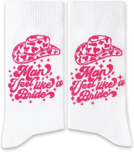 جوارب Man I Feel Like a Bride Cowgirl - جوارب زفاف غربية تناسب الجنسين، هدية مضحكة للعريس وصيفة العروس. (086) in Kuwait