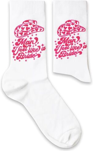 جوارب Man I Feel Like a Bride Cowgirl - جوارب زفاف غربية تناسب الجنسين، هدية مضحكة للعريس وصيفة العروس. (086) in Kuwait