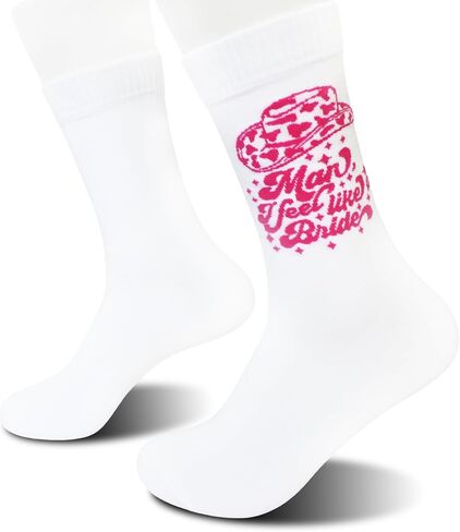 جوارب Man I Feel Like a Bride Cowgirl - جوارب زفاف غربية تناسب الجنسين، هدية مضحكة للعريس وصيفة العروس. (086) in Kuwait