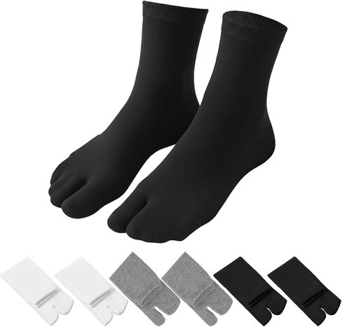 6 Pairs Japan Tabi Socks for Flip Flop, Japanese Elastic Cotton Split Toe Socks Japanese Toes Separated Sock for Women Men Geta Samurai in Saudi Arabia