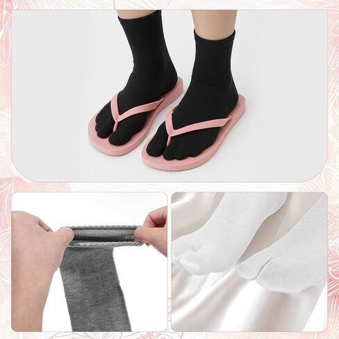 6 Pairs Japan Tabi Socks for Flip Flop, Japanese Elastic Cotton Split Toe Socks Japanese Toes Separated Sock for Women Men Geta Samurai in Saudi Arabia
