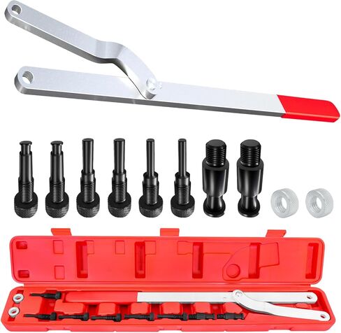 11PCS Universal Camshaft Pulley Wrench & Fan Clutch Removal Holder Set with Interchangeable Pins, Cam Sprocket Holding Tool Kit, Adjustable Jaw Spread Holder Alignment Repair Tool Set in Saudi Arabia