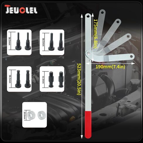 11PCS Universal Camshaft Pulley Wrench & Fan Clutch Removal Holder Set with Interchangeable Pins, Cam Sprocket Holding Tool Kit, Adjustable Jaw Spread Holder Alignment Repair Tool Set in Saudi Arabia