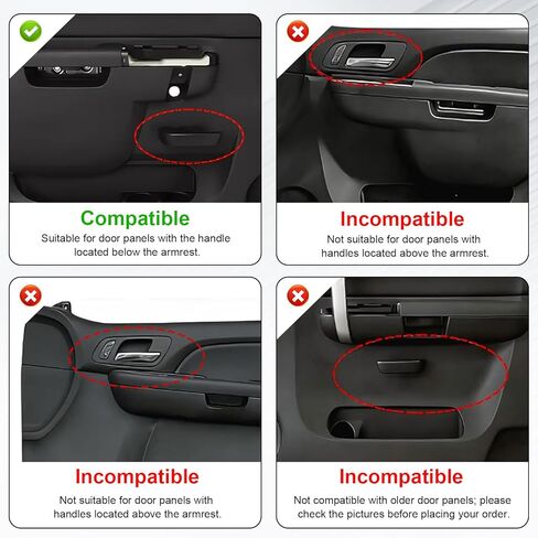 22818465 طقم إصلاح مسند ذراع لوحة باب مقعد السائق الأمامي الأيسر لسيارة Chevy Silverado/GMC Sierra 1500 2500HD 3500HD 2010-2014، مقبض الإصدار موجود أسفل مسند الذراع، 17 بوصة، أسود in Kuwait