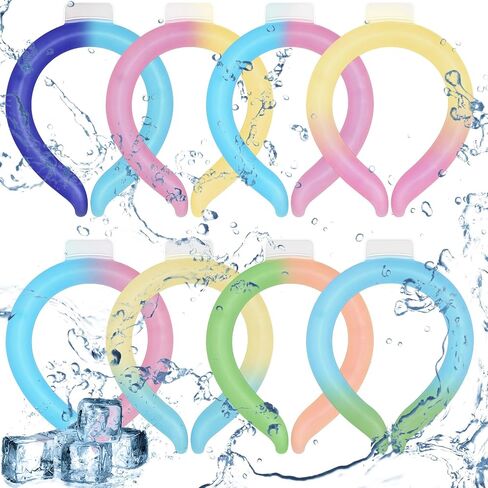 8 Pcs Neck Cooling Tube Wearable Cooling Neck Wraps Reusable Neck Cooler Ice Neck Wrap Hands Free Cold Ice Pack Gel for Hot Weather Summer Outdoor Indoor Cooling Heat Dissipation in Saudi Arabia