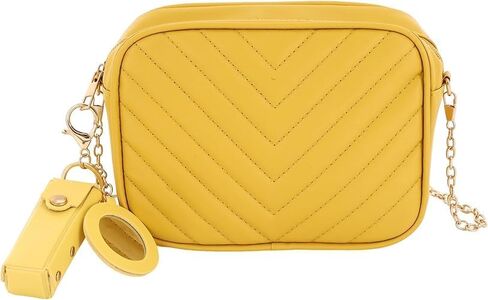 Yellow Purse For Women, Small Yellow Leather Shoulder Crossbody Camera Bag, Butter Handbag, Zipper Design, Fashionable And Versatile, For Work, Travel Or Party, With 1 Leather Pendant Accessory in Kuwait