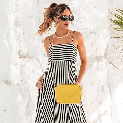 Yellow Purse For Women, Small Yellow Leather Shoulder Crossbody Camera Bag, Butter Handbag, Zipper Design, Fashionable And Versatile, For Work, Travel Or Party, With 1 Leather Pendant Accessory in Kuwait