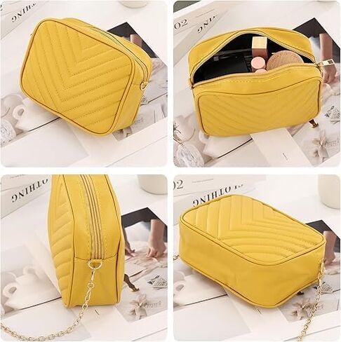 Yellow Purse For Women, Small Yellow Leather Shoulder Crossbody Camera Bag, Butter Handbag, Zipper Design, Fashionable And Versatile, For Work, Travel Or Party, With 1 Leather Pendant Accessory in Kuwait