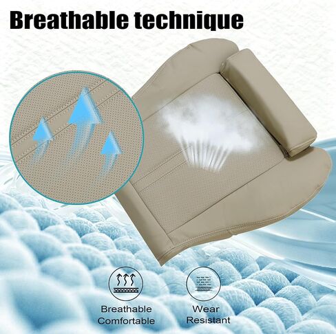 Mythoria Front Driver Side Bottom Replacement Perforated Leather Seat Cover Tan Compatible with Cadillac SRX 2010 2011 2012 2013 2014 2015 2016 in Kuwait