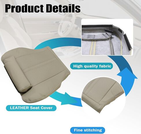 Mythoria Front Driver Side Bottom Replacement Perforated Leather Seat Cover Tan Compatible with Cadillac SRX 2010 2011 2012 2013 2014 2015 2016 in Kuwait