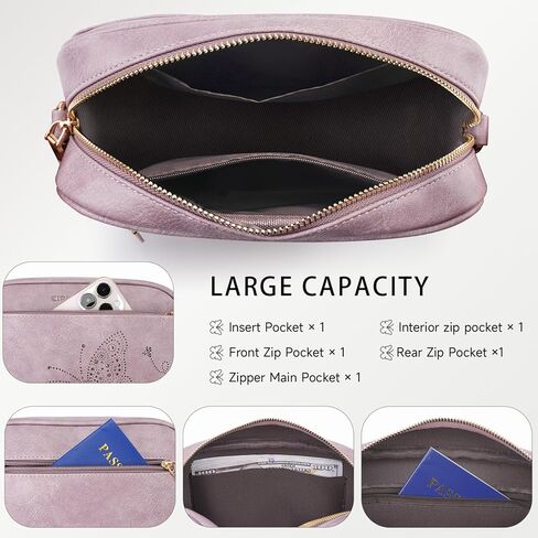 Small Crossbody Purses for Women, Trendy Vegan Leather Crossbody Bag Butterfly Design with Wide Strap | Causal, Lightweight, Guitar Strap, Gift for women in Saudi Arabia