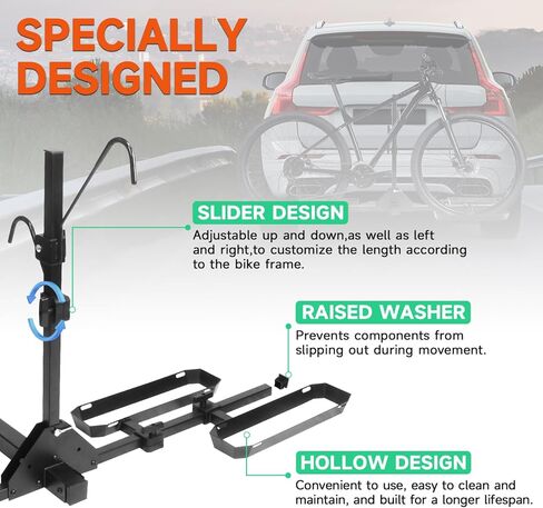 حامل منصة دراجتين - حامل دراجة بمنصة قابلة للإمالة، يدعم ما يصل إلى 150 رطلاً، يناسب الإطارات السميكة مقاس 5 بوصات، متوافق مع السيارات وسيارات الدفع الرباعي والشاحنات - يتضمن أشرطة السقاطة in Kuwait