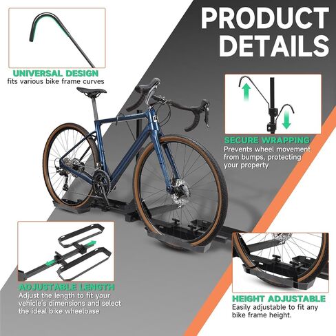 حامل منصة دراجتين - حامل دراجة بمنصة قابلة للإمالة، يدعم ما يصل إلى 150 رطلاً، يناسب الإطارات السميكة مقاس 5 بوصات، متوافق مع السيارات وسيارات الدفع الرباعي والشاحنات - يتضمن أشرطة السقاطة in Kuwait