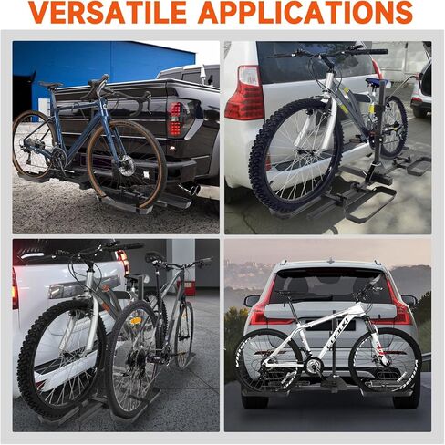 حامل منصة دراجتين - حامل دراجة بمنصة قابلة للإمالة، يدعم ما يصل إلى 150 رطلاً، يناسب الإطارات السميكة مقاس 5 بوصات، متوافق مع السيارات وسيارات الدفع الرباعي والشاحنات - يتضمن أشرطة السقاطة in Kuwait