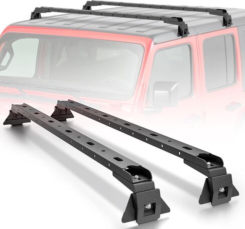 قضبان متقاطعة لسقف الحمولة بحد أقصى 300 رطل لـ Wrangler JK JL 2007-2025، & 2020-2025 Gladiator JT، Cherokee XJ 1984-2001 in Kuwait
