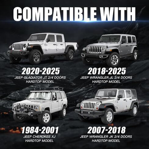 قضبان متقاطعة لسقف الحمولة بحد أقصى 300 رطل لـ Wrangler JK JL 2007-2025، & 2020-2025 Gladiator JT، Cherokee XJ 1984-2001 in Kuwait