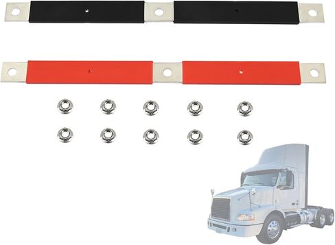 Positive & Negative Battery Terminal Bus Bar 4 Holes Fit for Volvo VN 2004 / VNL 2004-2019 / VNM 2004-2018 21107828 21107829 Battery Cable Set Block Includes 10 Flange Nuts in Saudi Arabia