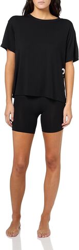 HUGO Women's Exposed Waistband Logo Collar T-shirt and Shorts Set in Saudi Arabia