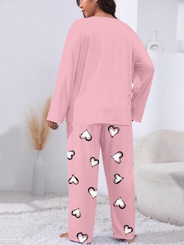 Women's Plus Size Causel Long Sleeve Pajama Set 2PCS Sleepwear Loungewear for Home Daily in Saudi Arabia