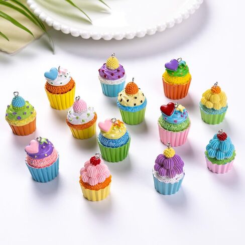 15Pcs Christmas Cupcake Ornaments, Colorful Mini Candy Cane Hanging Ornaments Polymer Clay Peppermint Pendants for Xmas Tree Party Home Decorations (Pastel) in Saudi Arabia