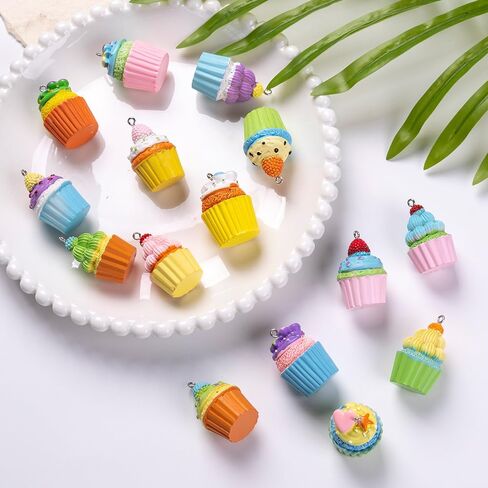15Pcs Christmas Cupcake Ornaments, Colorful Mini Candy Cane Hanging Ornaments Polymer Clay Peppermint Pendants for Xmas Tree Party Home Decorations (Pastel) in Saudi Arabia