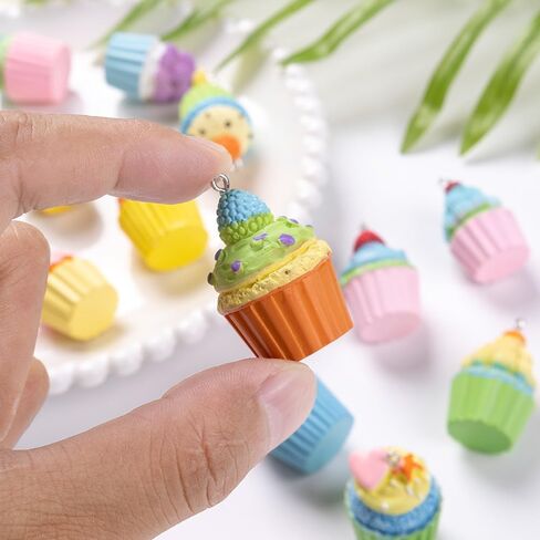 15Pcs Christmas Cupcake Ornaments, Colorful Mini Candy Cane Hanging Ornaments Polymer Clay Peppermint Pendants for Xmas Tree Party Home Decorations (Pastel) in Saudi Arabia