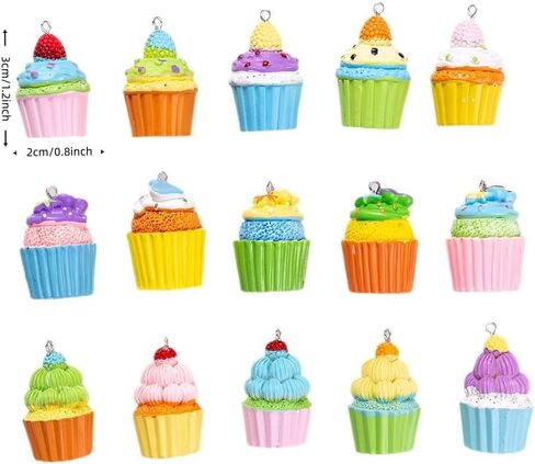 15Pcs Christmas Cupcake Ornaments, Colorful Mini Candy Cane Hanging Ornaments Polymer Clay Peppermint Pendants for Xmas Tree Party Home Decorations (Pastel) in Saudi Arabia