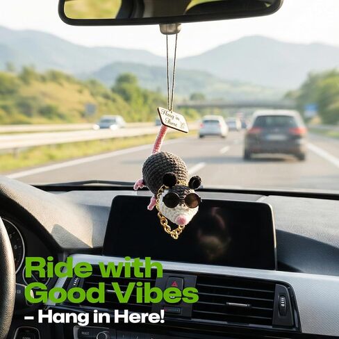 Possum Car Charm-2026 Upgraded Opossum Gifts, Crochet Possum Rearview Mirror Hanging Accessories, Hanging Car Decor Swinging Opossum Ornament Possum Plush Handmade Emotional Support Gift in Saudi Arabia