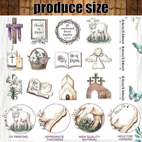 36PCS Easter Decorations Vintage Easter Ornaments for Tree Wooden Signs Easter Hanging Cross Bunny Signs Ornaments Decorative for Craft Home Easter Party Decor in Saudi Arabia