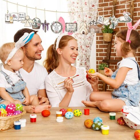 36PCS Easter Decorations Vintage Easter Ornaments for Tree Wooden Signs Easter Hanging Cross Bunny Signs Ornaments Decorative for Craft Home Easter Party Decor in Saudi Arabia