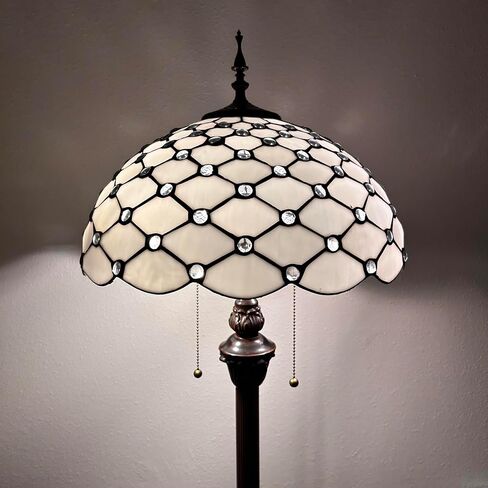 White Stained Glass Floor Lamp Crystal Beans Metal Base LED Bulbs Included for Living Room Bedroom 16" W*16" D*64" H in Saudi Arabia