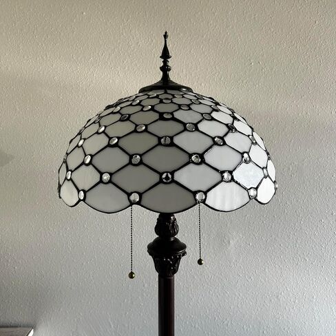 White Stained Glass Floor Lamp Crystal Beans Metal Base LED Bulbs Included for Living Room Bedroom 16" W*16" D*64" H in Saudi Arabia