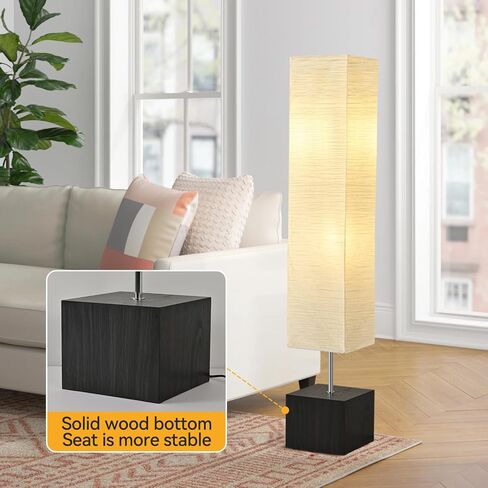 PureBalance Modern Floor Lamp with Solid Wood Base, 65 Inches Tall, Full Dimmable LED, Black and White in Saudi Arabia