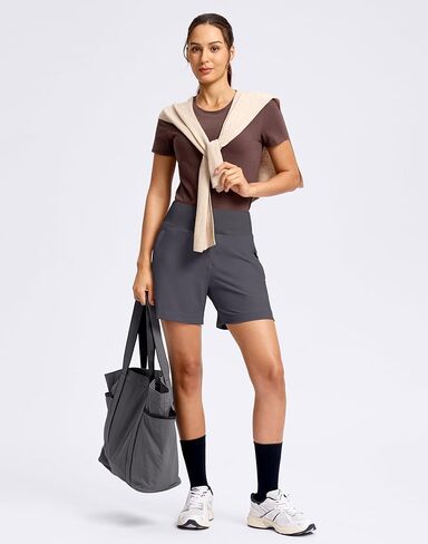 SANTINY Women's 5''/ 7''Hiking Shorts with 3 Zipper Pockets Lightweight Quick Dry Golf Shorts for Women Athletic Walking in Kuwait