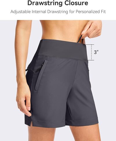 SANTINY Women's 5''/ 7''Hiking Shorts with 3 Zipper Pockets Lightweight Quick Dry Golf Shorts for Women Athletic Walking in Kuwait