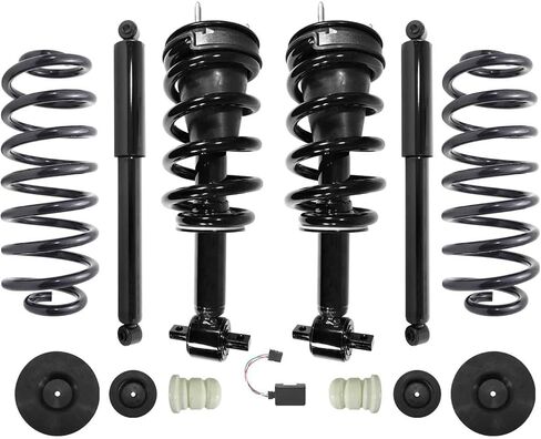 Air Ride Suspension to Front Complete Struts & Rear Shocks & Coil Springs Conversion Kit Compatible with 2007-2014 GMC Yukon XL 1500 in Kuwait