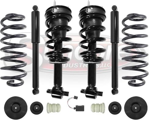 Air Ride Suspension to Front Complete Struts & Rear Shocks & Coil Springs Conversion Kit Compatible with 2007-2014 GMC Yukon XL 1500 in Kuwait
