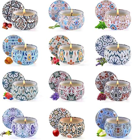 Scented Candles Gift Set, Candles for Home Scented 12 Pack, 300 Hours Long Lasting Soy Wax Aromatherapy Candle Set, Friends Moving Away, Birthday, Retirement Gifts for Women with Gift Box in Saudi Arabia