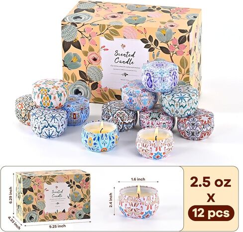 Scented Candles Gift Set, Candles for Home Scented 12 Pack, 300 Hours Long Lasting Soy Wax Aromatherapy Candle Set, Friends Moving Away, Birthday, Retirement Gifts for Women with Gift Box in Saudi Arabia