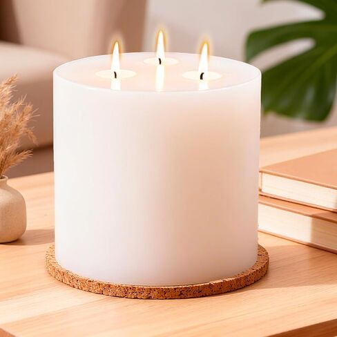 Extra Large Pillar Candles 3 Wick Unscented White Candles Emergency Pillar Candle 175 Hours Long Burning Candle 6" x 6" Dripless Smokeless Dinner Candles for Home Party in Saudi Arabia