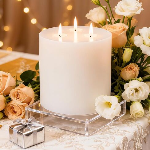 Extra Large Pillar Candles 3 Wick Unscented White Candles Emergency Pillar Candle 175 Hours Long Burning Candle 6" x 6" Dripless Smokeless Dinner Candles for Home Party in Saudi Arabia