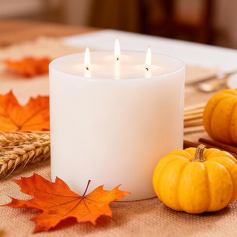 Extra Large Pillar Candles 3 Wick Unscented White Candles Emergency Pillar Candle 175 Hours Long Burning Candle 6" x 6" Dripless Smokeless Dinner Candles for Home Party in Saudi Arabia