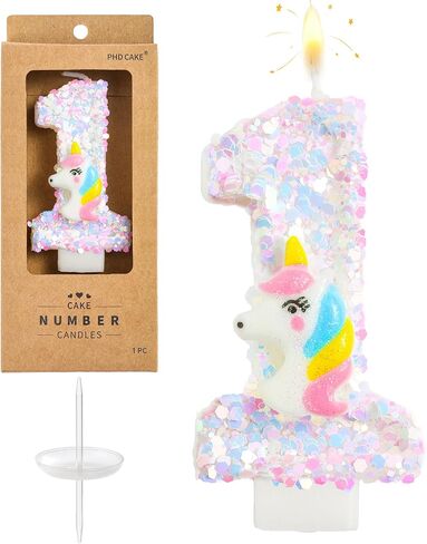 PHD CAKE 2.76 Inch Number 1 Unicorn Birthday Candles, Unicorn Themed Number Candles, Party Celebration in Kuwait