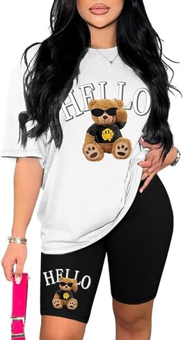 Ulovmi Two Piece Set For Women Summer Sweatsuits Short Workout Jogger Sets Matching Tracksuit in Saudi Arabia